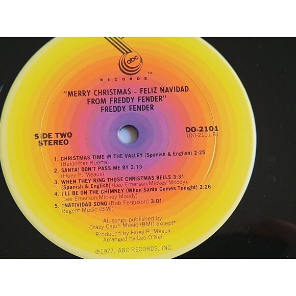 Freddy Fender Merry Christmas Feliz Navidad LP Vinyl Album Shrink Audio Tested - Picture 9 of 9